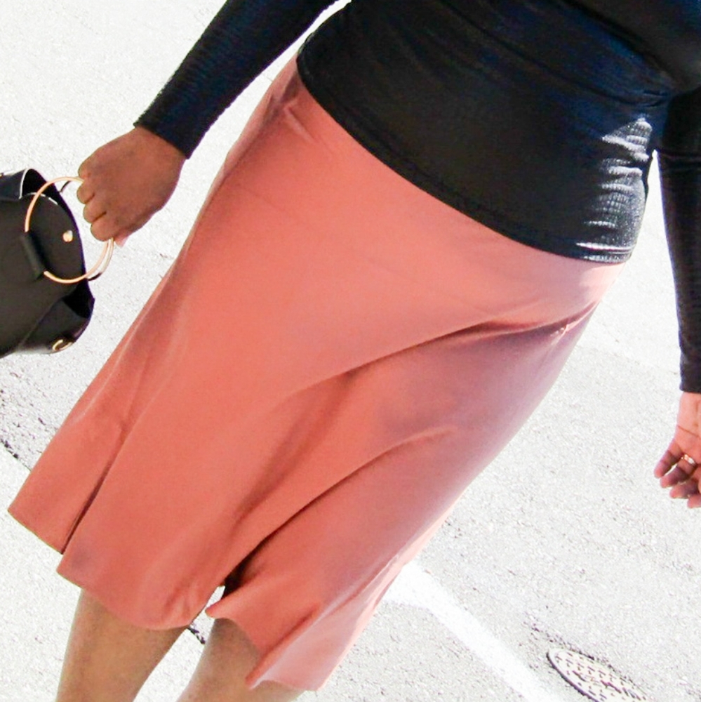 Forever 21 rose gold satin skirt